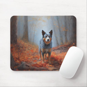 Mousepad Blue Heeler no Outono Folhas Caídas Inspiram