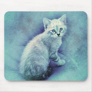 Mousepad Blue Kitten ABSTRATO Watercolor