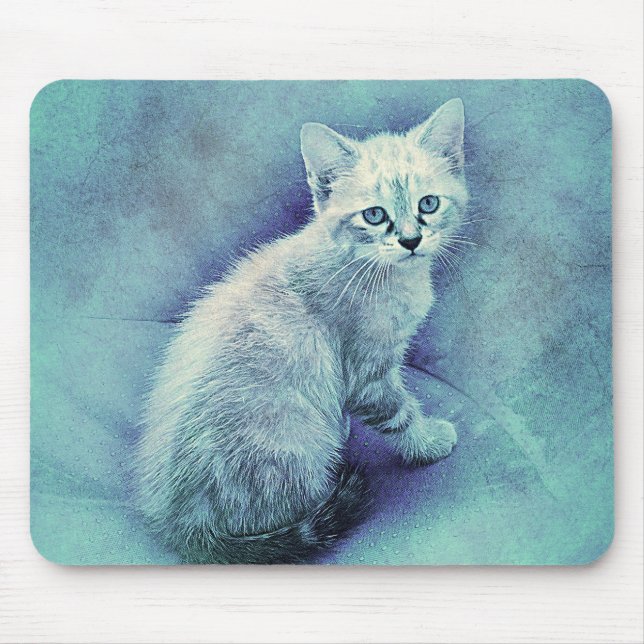 Mousepad Blue Kitten | ABSTRATO | Watercolor (Frente)