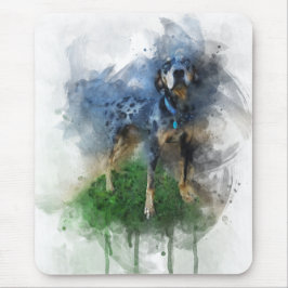 Mousepad Blue Leopard Catahoula em Watercolor