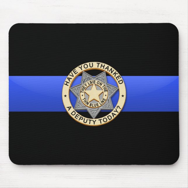 Mousepad Blue Line fino embandeira & crachá (Frente)