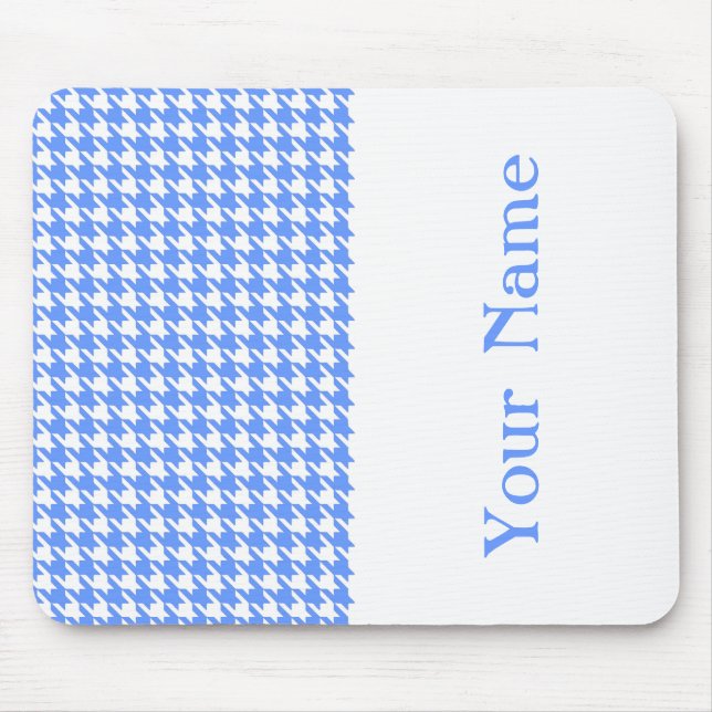 Mousepad Blue Modern Houndstooth com nome (Frente)