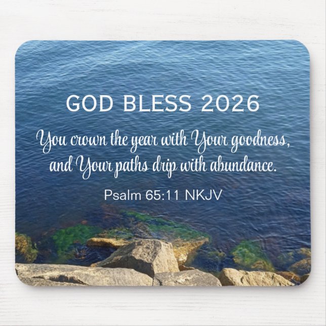 Mousepad Blue Ocean Photo Blessed New Year 2026 Christian (Frente)