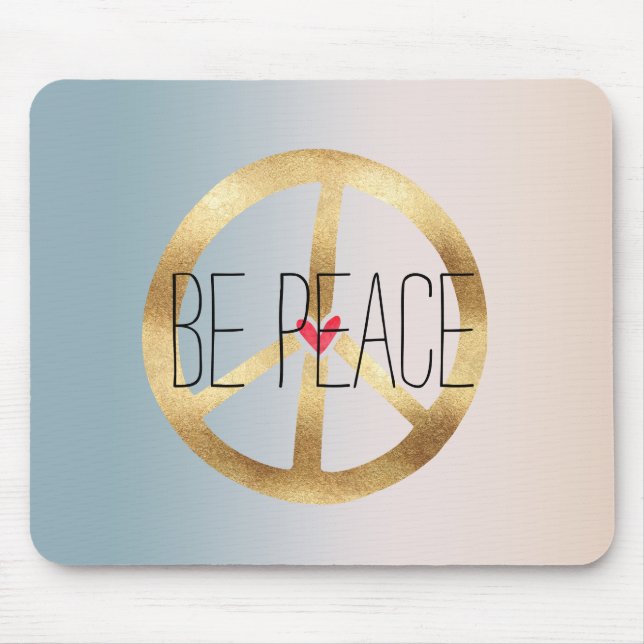 Mousepad Blue Peach Tie Dye Dourado Sinal de Paz (Frente)