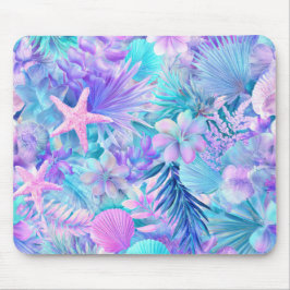 MOUSEPAD BLUE PINK PURPLE UNDERSEA PLANTS & SEASHELLS