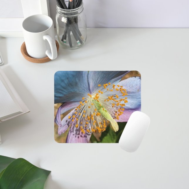 Mousepad Blue Poppy Bloom Floral (In Situ)