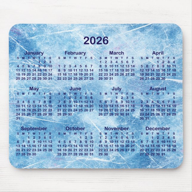 Mousepad Blue Scratched Ice 2026 Calendar (Frente)