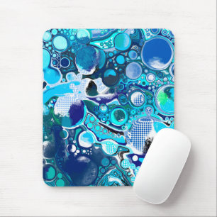 Mousepad Blue Sea Bubbles Abstrato Art