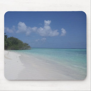Mousepad Blue Sea Sky White Clouds Areia Maldivas Modelo