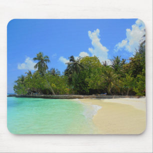 Mousepad Blue Sea Sky White Clouds Areia Maldivas Modelo
