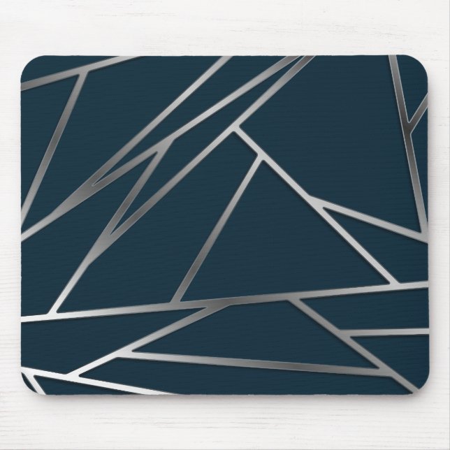 Mousepad Blue Silver Modern Geométrico (Frente)