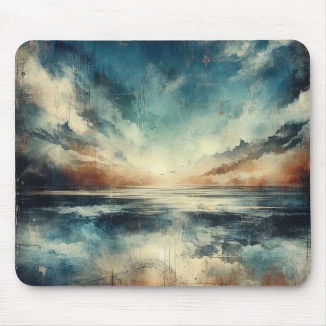 Mousepad Blue Stormy Seascape Old Photograph (Frente)