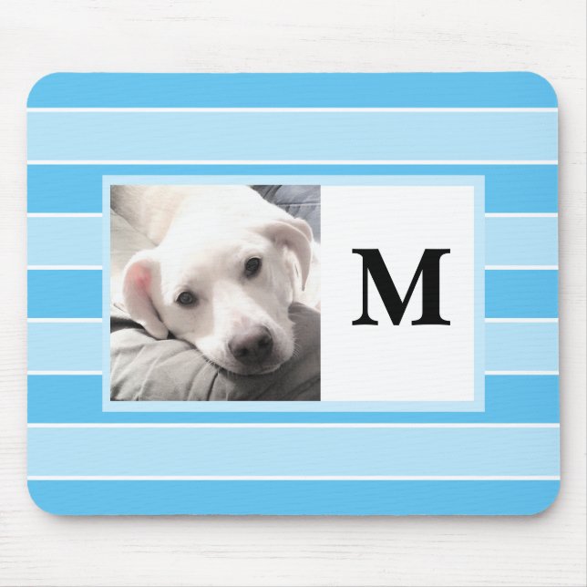 Mousepad Blue Strips Personalizado Primeira Foto Cachorro M (Frente)