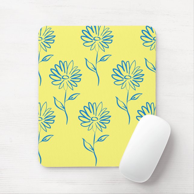 Mousepad Blue Sunflower Pattern (Com mouse)