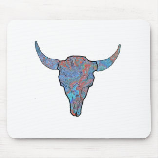 Mousepad Blue Swirl Bison Skull Art