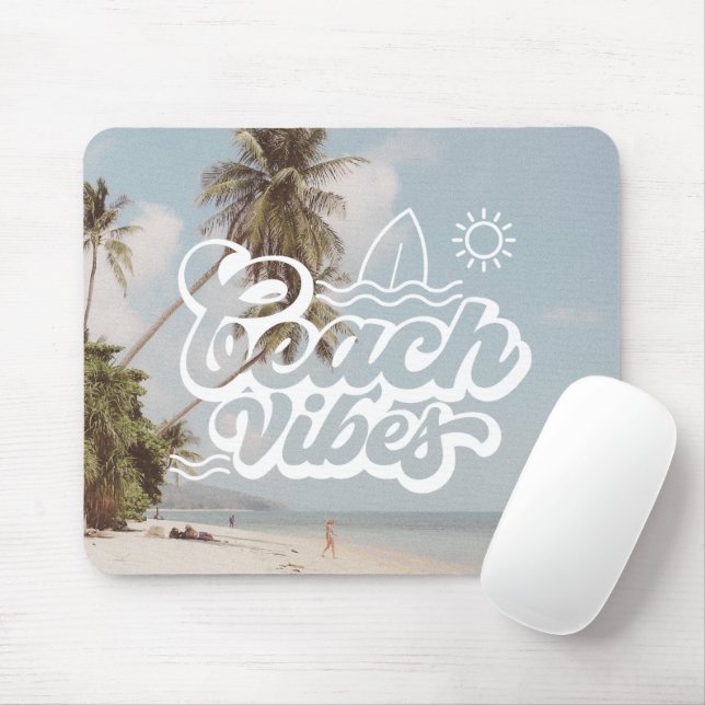 Mousepad Blue White Aestic Beach Vibes (Com mouse)