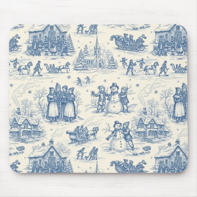 Mousepad Blue Winter Toile Chinoiserie (Frente)