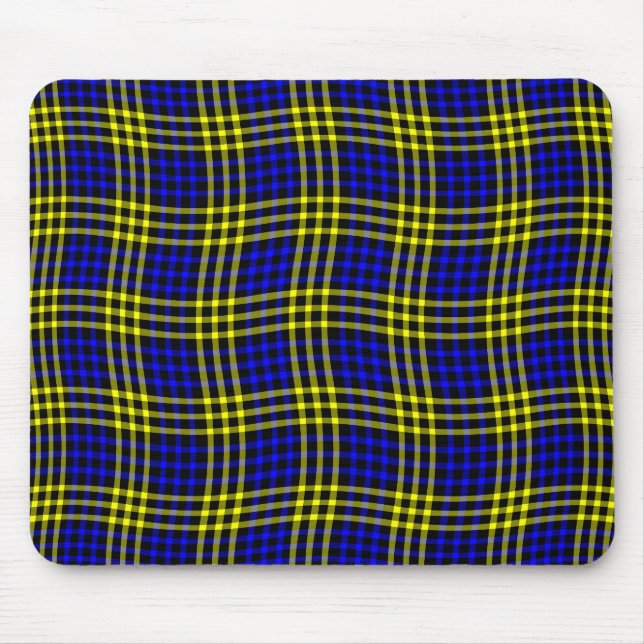 Mousepad Blue Yellow Plaid Checker Seamless Pattern (Frente)