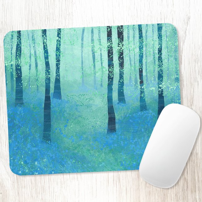 Mousepad Bluebell Woodland (Bluebell woodland forest landscape art mousemat)