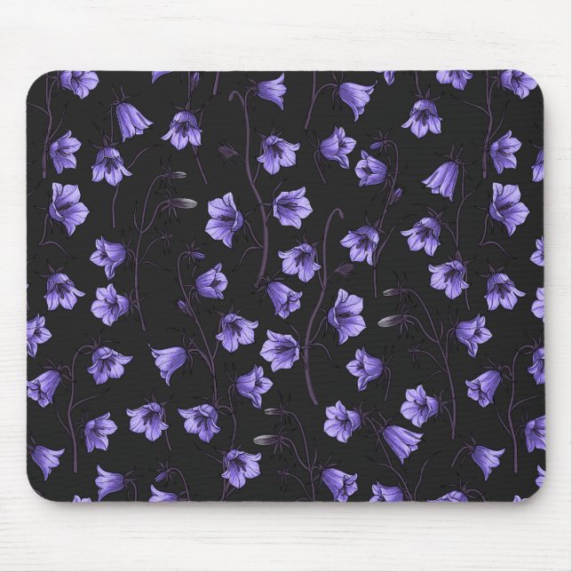 Mousepad Bluebells à meia-noite, Harebeldes, Flores (Frente)