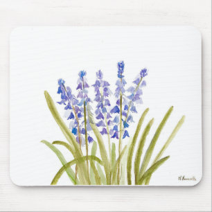 Mousepad Bluebells flores elegante aquarela