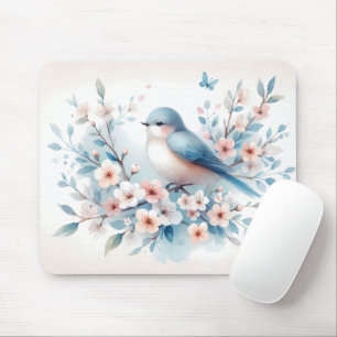 Mousepad Bluebird Blossom Aquarela Serenidade