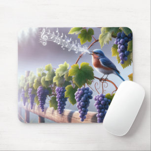 Mousepad Bluebird cantando em uma vinha