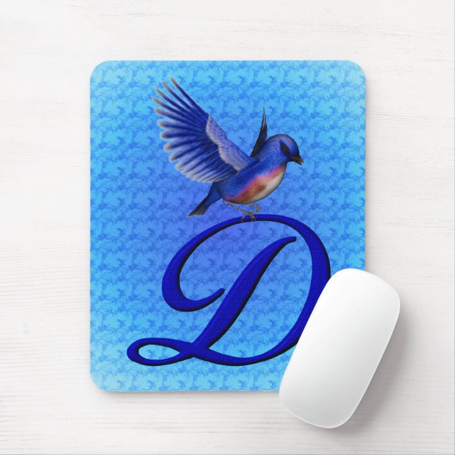 Mousepad Bluebird Elegante Monograma Inicial D (Com mouse)