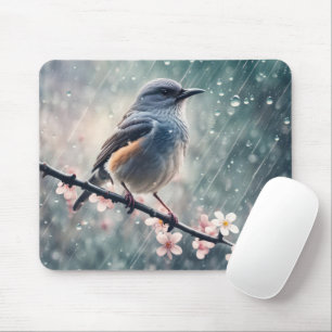 Mousepad Bluebird em uma janela chuvosa