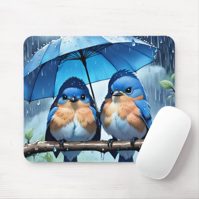 Mousepad Bluebird sob um guarda-chuva (Com mouse)