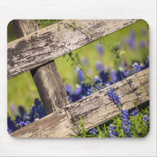 Mousepad Bluebonnets de Texas em torno de uma cerca do paí