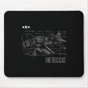 Mousepad Blueprint do avião de combate de Hellcat da 2ª Gue