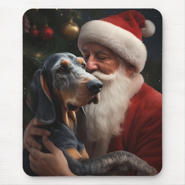 Mousepad Bluetick Coonhound Com Papai Noel Natal (Frente)