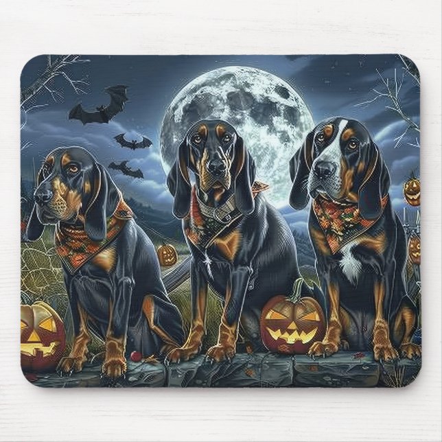 Mousepad Bluetick Coonhound Halloween Spooky (Frente)