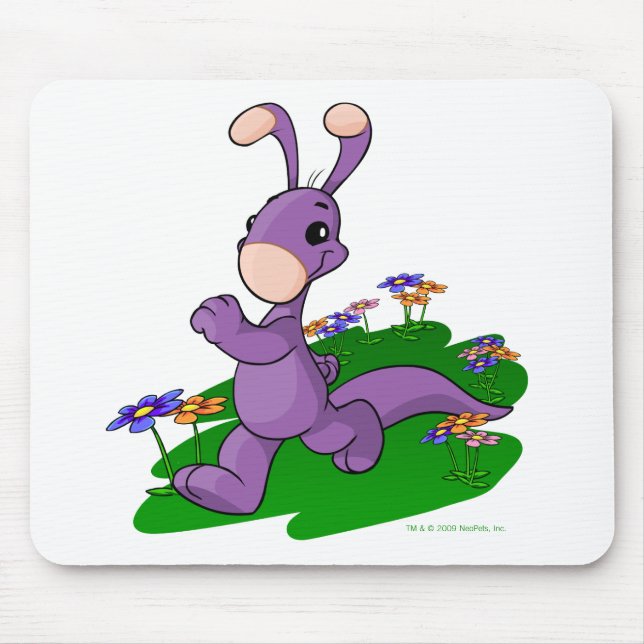 Mousepad Blumaroo roxo que marcha através da ilha de Roo (Frente)