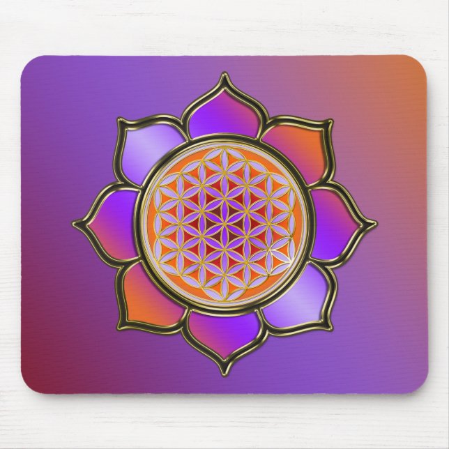 Mousepad Blume des Lebens Lotus - laranja violeta/colorido (Frente)
