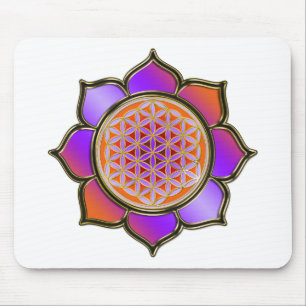 Mousepad Blume des Lebens Lotus - laranja violeta / trans.