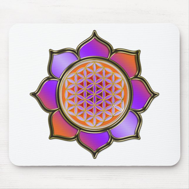 Mousepad Blume des Lebens Lotus - laranja violeta / trans. (Frente)
