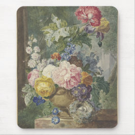 Mousepad Blumenstrauß em einer Vase mit Vogelnest