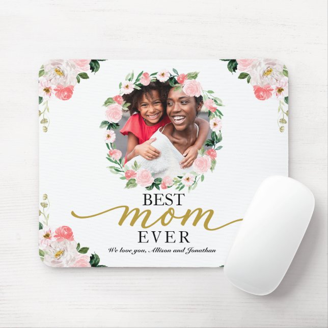 Mousepad Blush Floral Wreath Melhor Dia de as mães Da Mãe (Com mouse)