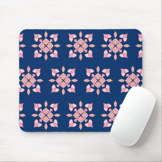 Mousepad Blush Pink and Navy Geometric Floral Tiles