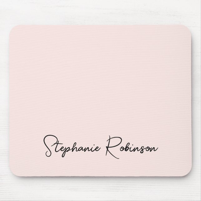 Mousepad Blush Rosa Estilo de Letra Personalizado Monograma (Frente)