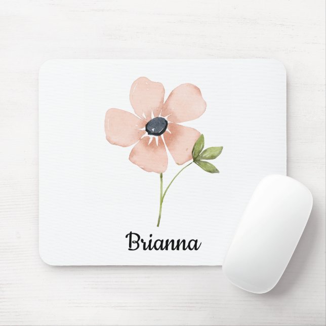 Mousepad Blush Watercolor Flower Name (Com mouse)
