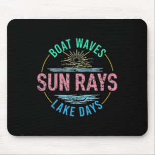 Mousepad Boat Waves Sun Rays Dias Láteos Dias Fóco Retro 70