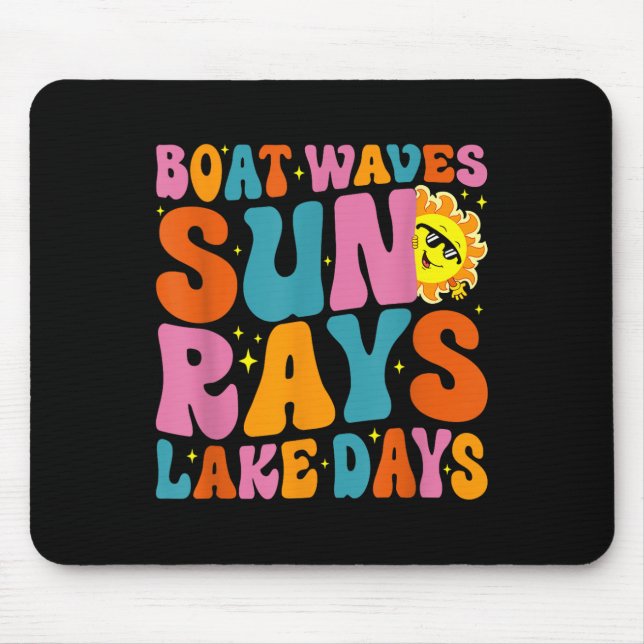 Mousepad Boat Waves Sun Rays Lake Days Cute Retro 70s Summe (Frente)