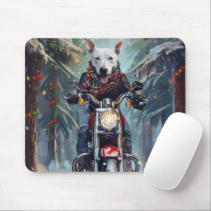 Mousepad BoBull Terrier Dog Dirigindo motocicleta Natal