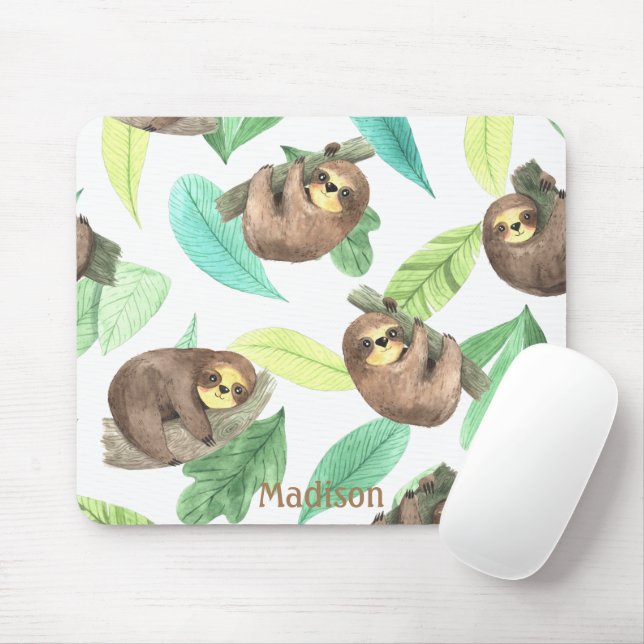 Mousepad Boca-branca num galho Bananas Nome Animal (Com mouse)