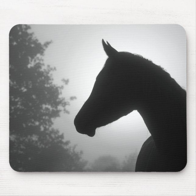 Mousepad Boca-cola-da-seda-cavalo a preto e branco (Frente)