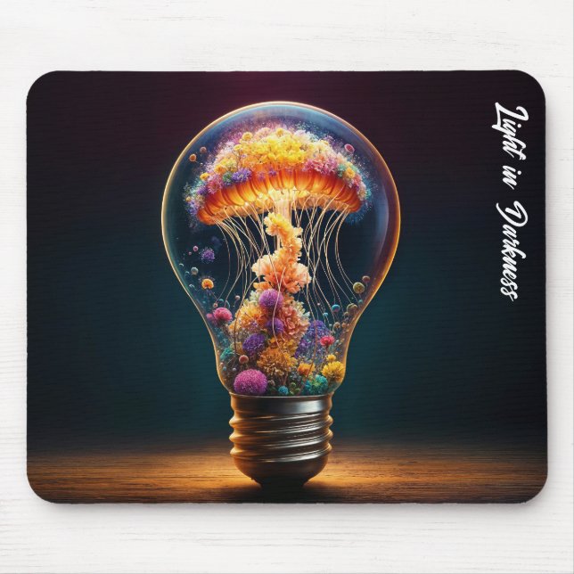 Mousepad Boca de vidro de águas-vivas brilhando arte surrea (Frente)