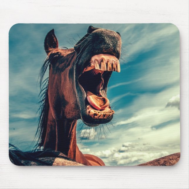 Mousepad Boca do Cavalo Dente próximo de Cavalo Selvagem (Frente)